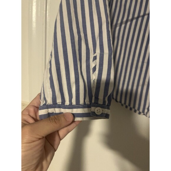 Madewell Whitney Striped Ruffle Blouse M Blue White - Picture 9 of 11